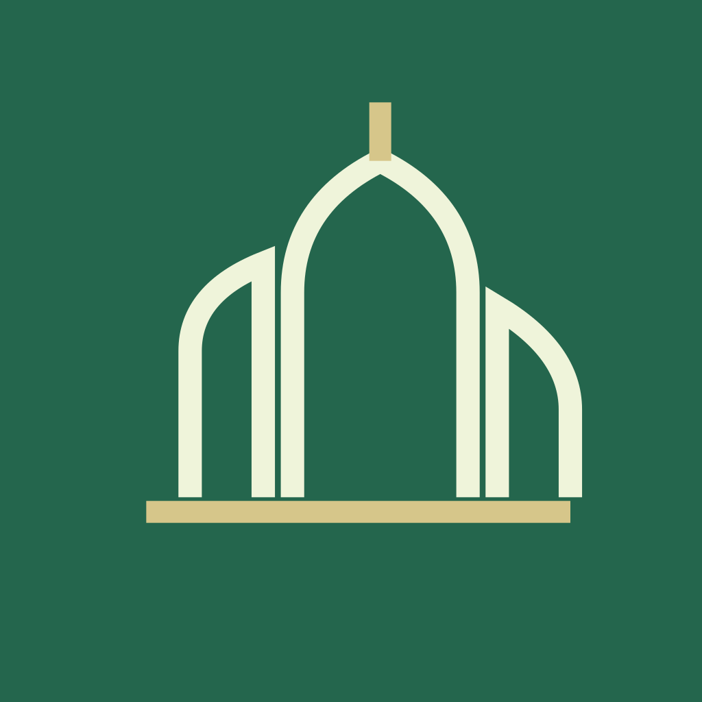 Israa app icon with a mosque arch on a green background